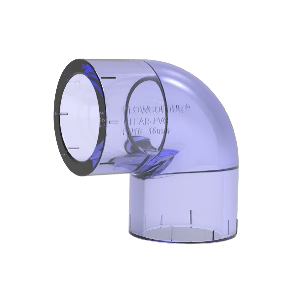 Cút vuông (góc) 90 độ PVC trong suốt FlowColour